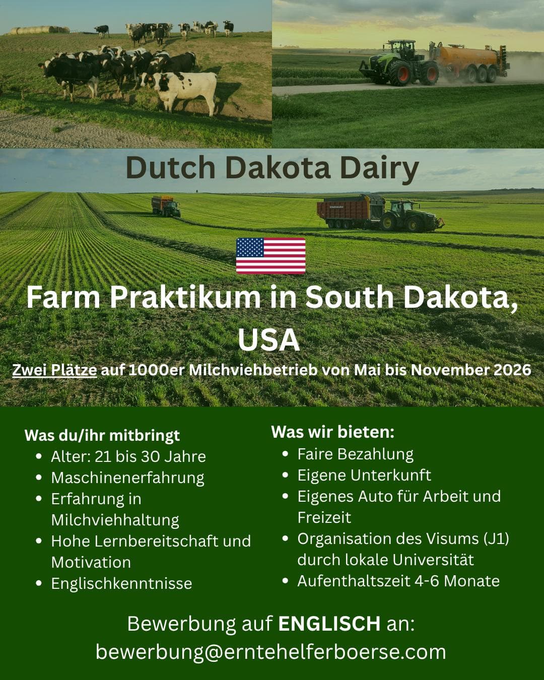 Farm Praktikum in South Dakota, USA